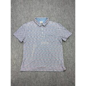 Faherty Polo Mens XL Shirt Short Sleeve Blue Pink Stripe Pattern Casual Top Golf